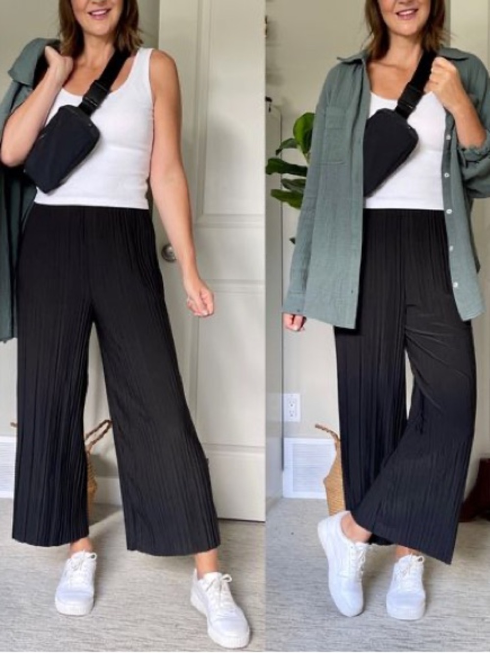 High Rise Wide Leg Stretchy Pleated Black Pants Size 2
